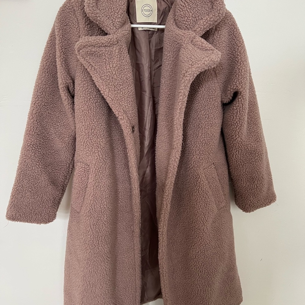 Stoosh Plush Teddy Jacket in Dusty Rose